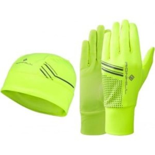 Picture of Ronhill Beanie and Glove set medium/large Fluo Yellow/Black