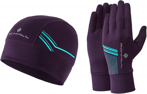 Picture of Ronhill Beanie and Glove set small/medium Blackberry/Mint